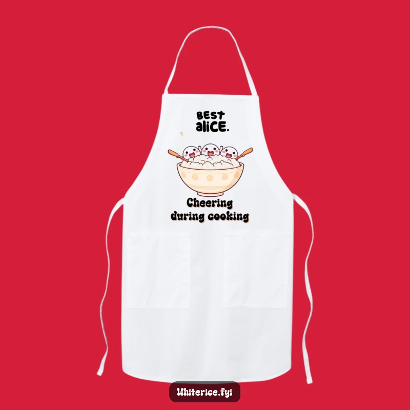 Funny Excited Rice Apron: Cheering Kitchen Wear, Joyful Chef Gift!