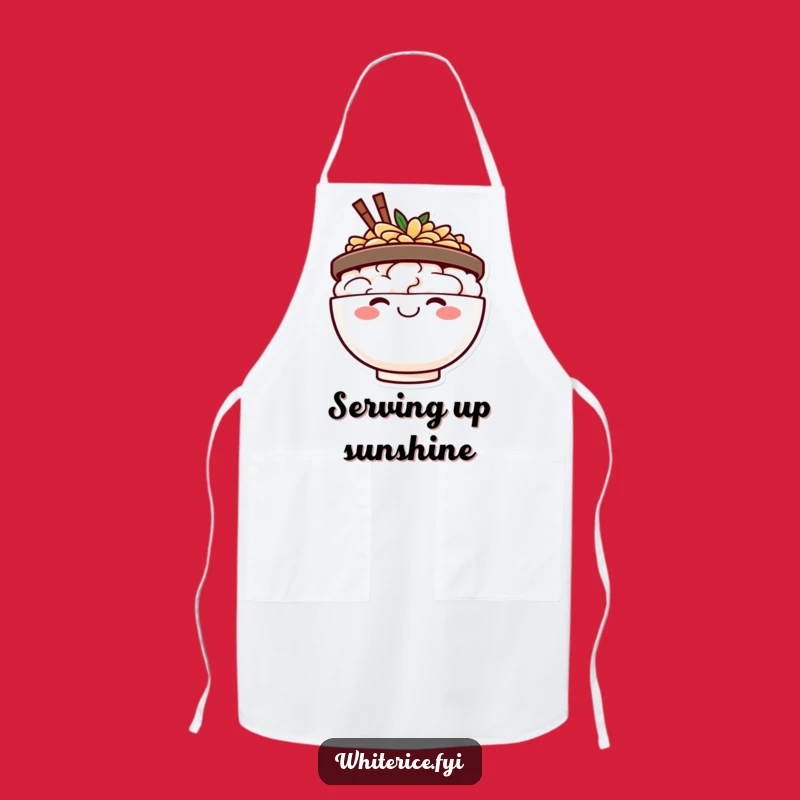 Funny Happy Rice Bowl Apron - Cheerful Kitchen Fun, Perfect Gift