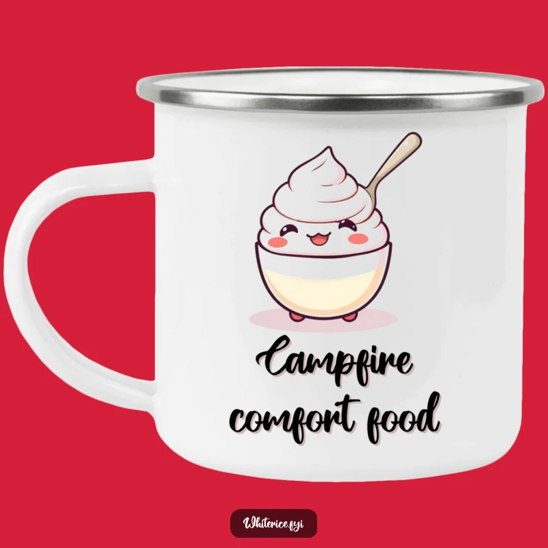 Funny Rice Pudding Camping Mug: Durable Kawaii Fun, Perfect Outdoor Gift