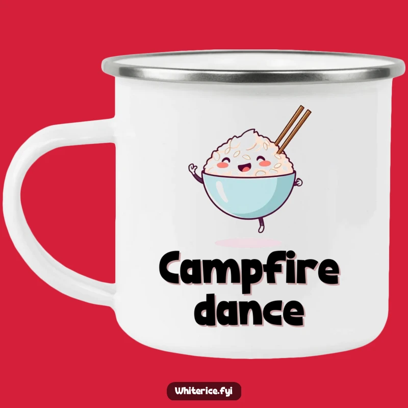 Funny Happy Rice Bowl Camping Mug: Eat, Drink, and Be Merry