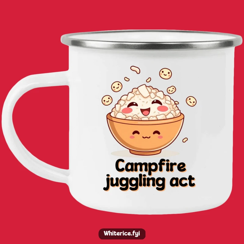 Funny Rice Bowl Camping Mug: Enamel Character Mug, Perfect Outdoor Funny Gift!