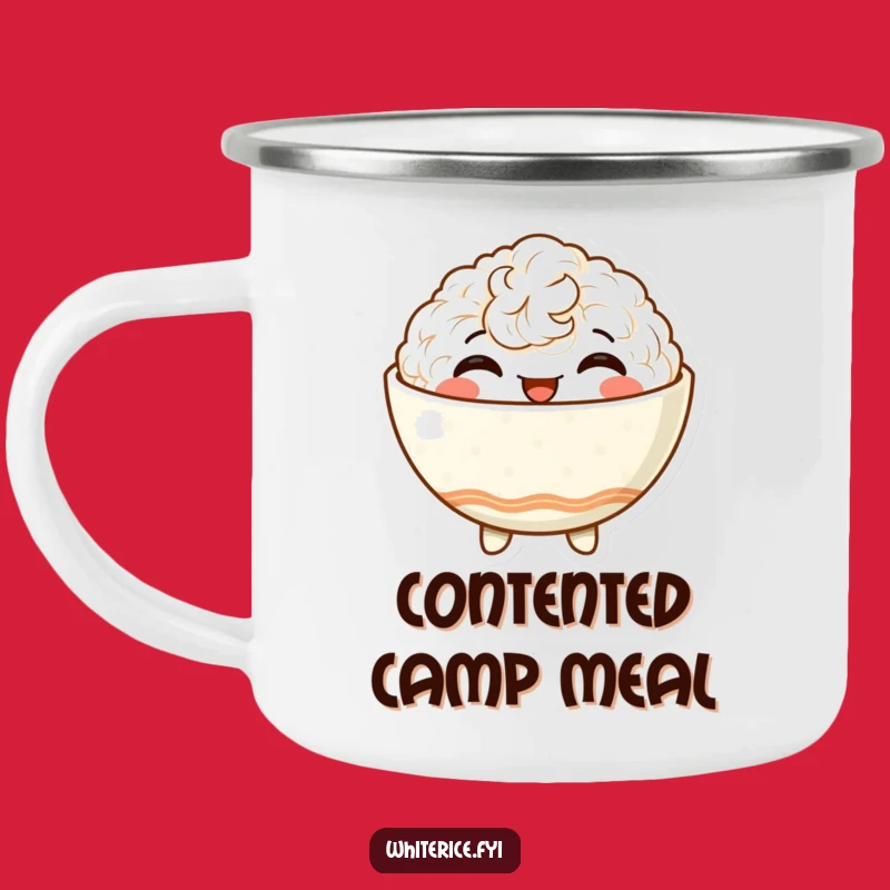Funny Satisfied Rice Bowl Camping Mug - Outdoor Contentment Perfect Funny Gift