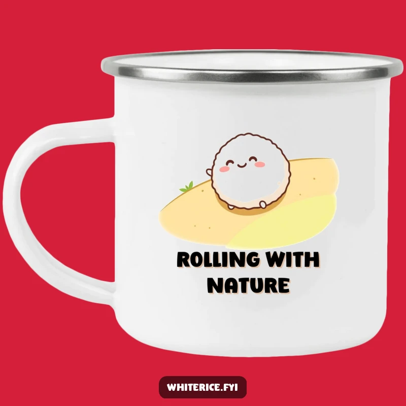 Funny Rice Ball Camping Mug: Enamel Character Mug, Perfect Outdoor Funny Gift!