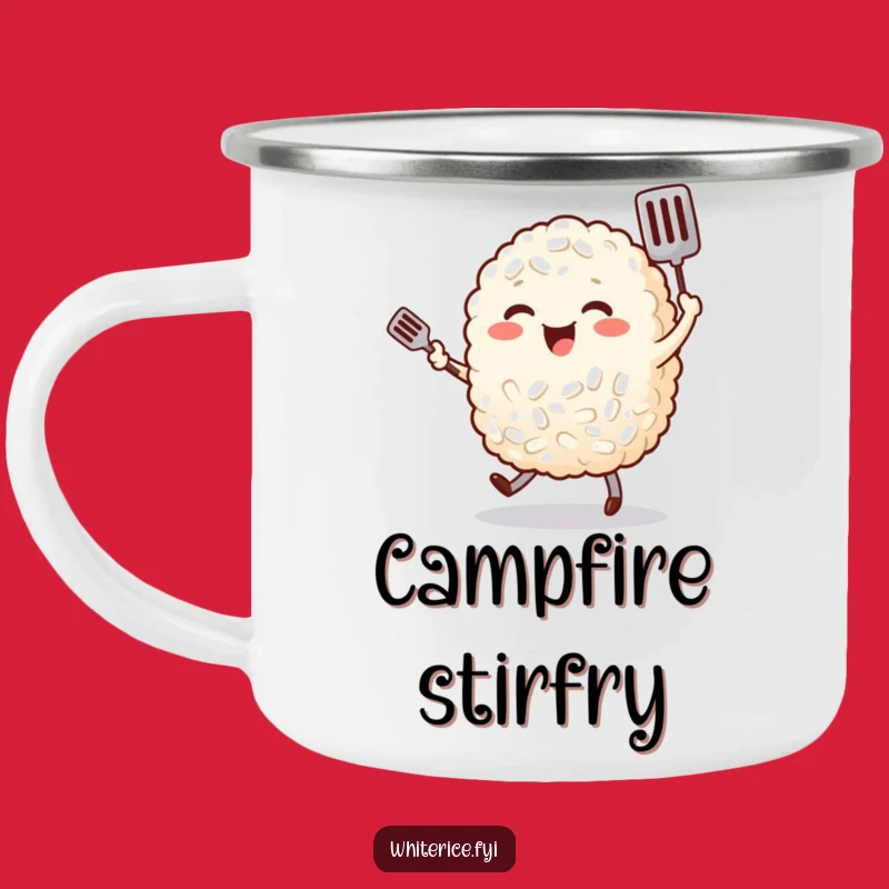 Funny Rice Dancing Camping Mug: Cheerful Drinkware for Outdoor Foodies Gift