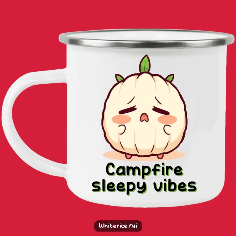 Funny Sleepy Rice Camping Mug: Yawning Character Cup, Outdoor Relaxation Gift!