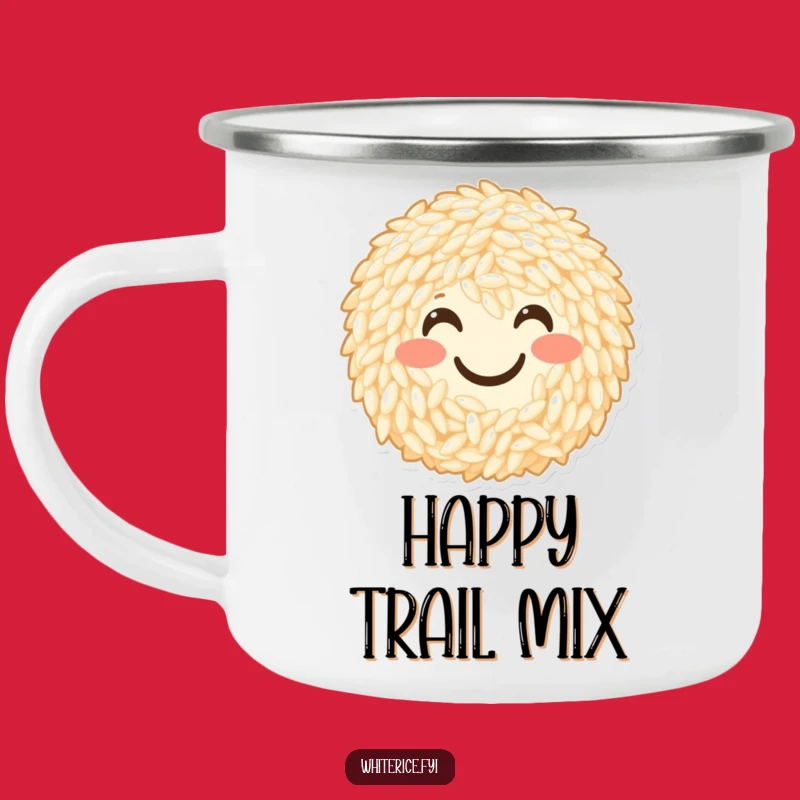 Funny Smiley Rice Camping Mug: Cheerful Glob's Smile for Outdoor Fun