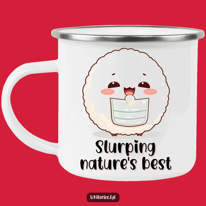 Funny Bibbed Rice Ball Camping Mug: Cute Sips on Adventures