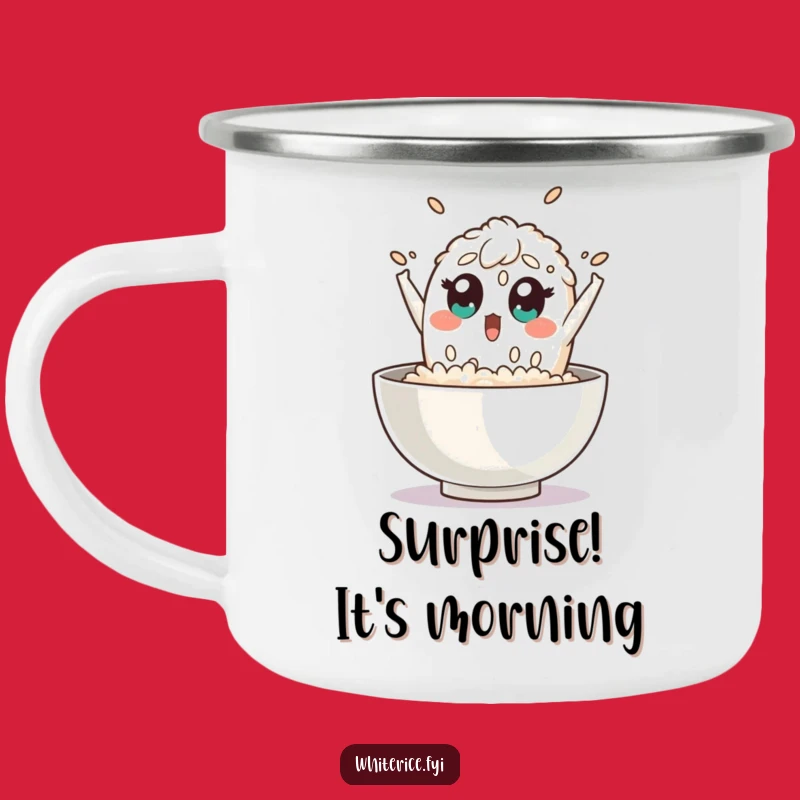 Funny Surprised Rice Camping Mug: Adventure Surprise, Perfect Funny Gift for Campers