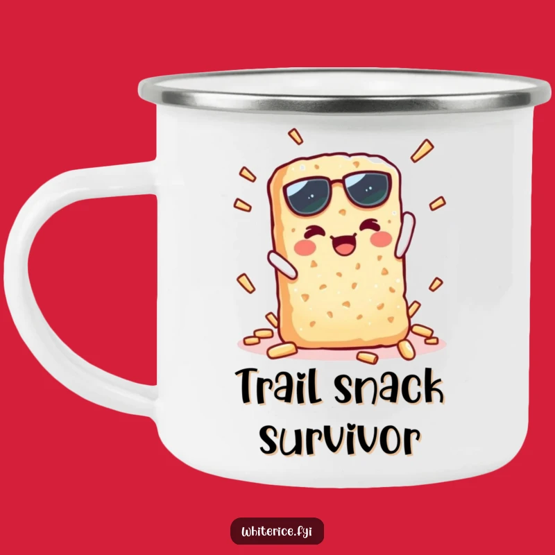 Funny Rice Cracker Snap Camping Mug: Crisp Outdoor Humor & Drinkware Gift