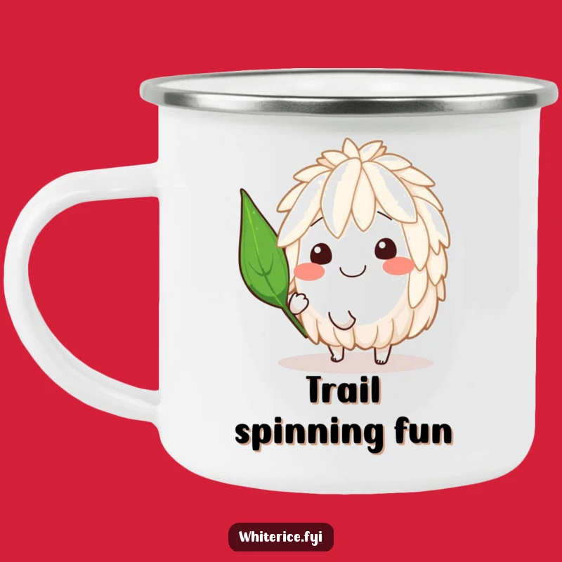 Funny Spinning Rice Camping Mug - Sip with a Smile Outdoors!