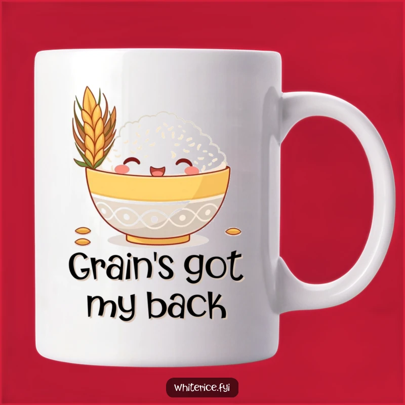 Funny Happy Rice Bowl Peeking Mug, Cute Foodie Gift for Rice Lovers