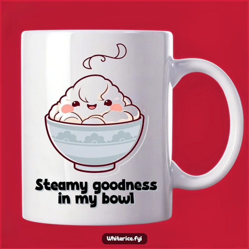 Funny Kawaii Rice Bowl Mug: A Happy Steam Cloud Character, Perfect Joyful Gift