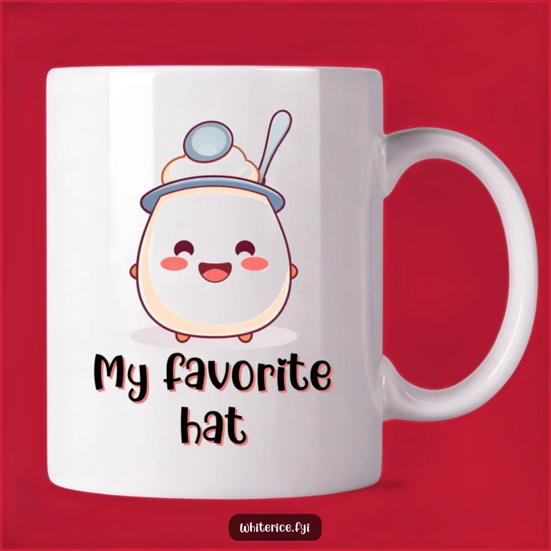Funny Rice Pudding Spoon Hat Mug: A Jovial Treat, Perfect Funny Gift Idea