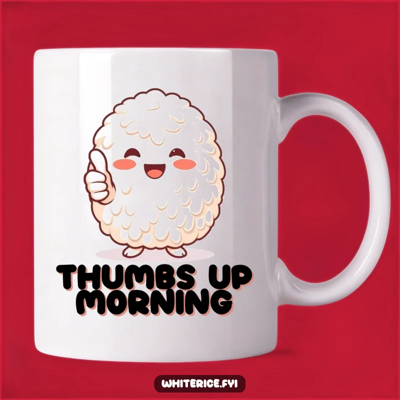 Funny Thumbs-Up Rice Mug: Positive Vibes Make a Hilarious Gift!