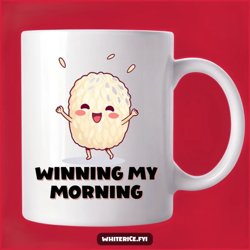 Funny Victory Rice Mug: Delighted Grain's Dance, Perfect Celebratory Gift