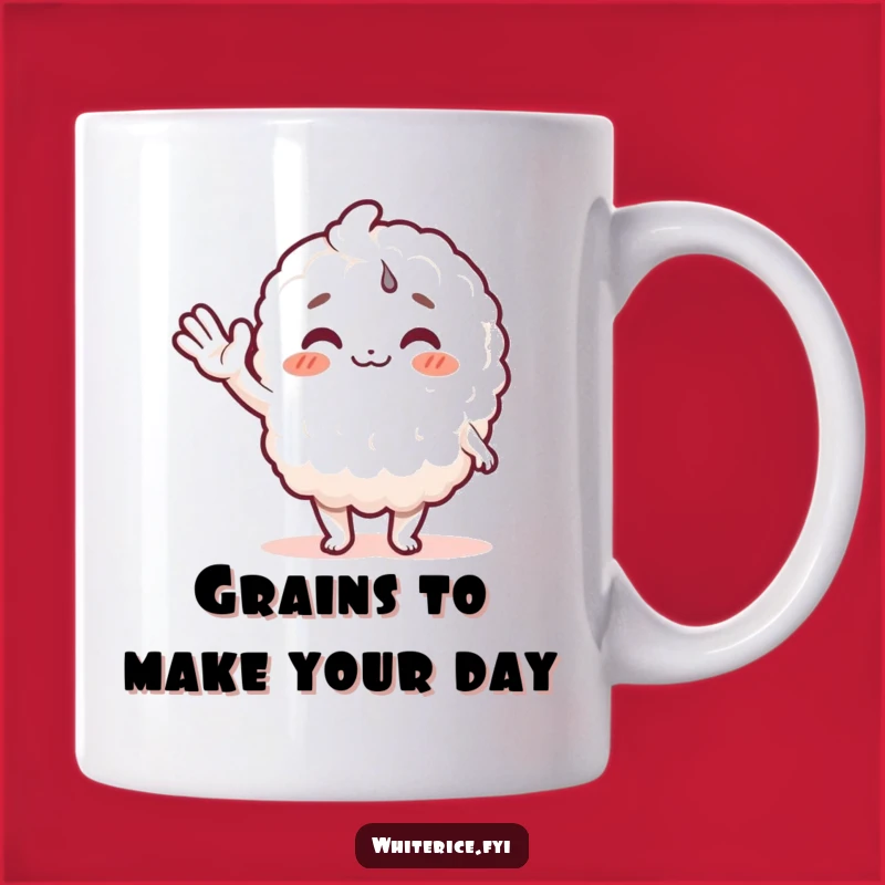 Funny Welcoming Rice Mug: Joyful Character Gift for Rice Lovers
