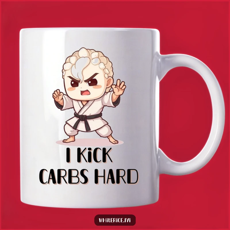 Funny Rice Warrior Mug - A Delighted Grain in Martial Arts Pose Gift