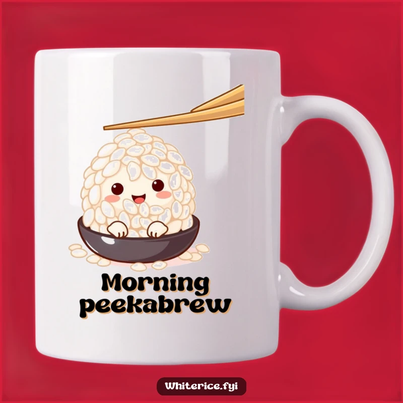 Funny Peeking Rice Grain Mug: Shy Character Funny Gift for Foodies