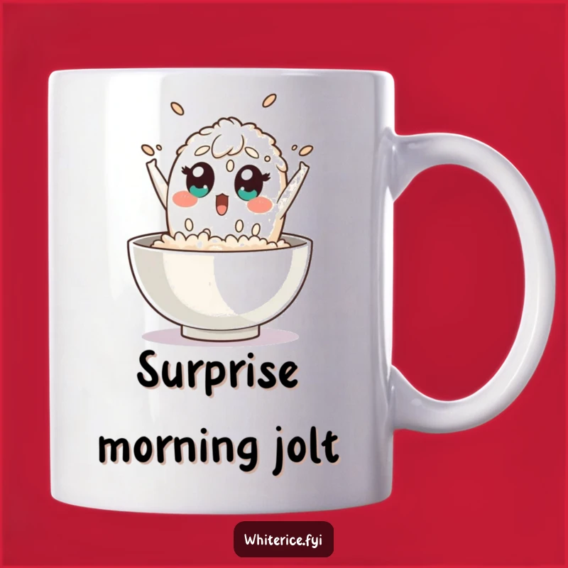 Funny Surprised Rice Mug: Jump for Joy Design, Perfect Funny Gift for Food Lovers