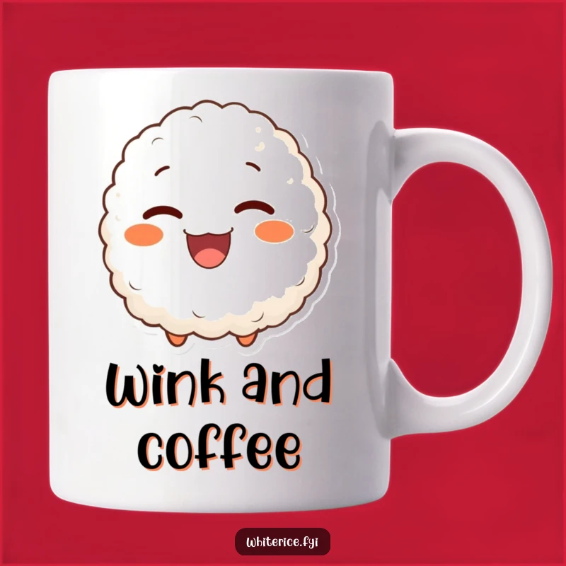 Funny Winking Rice Ball Mug: Delighted Character, Cheeky Foodie Gift
