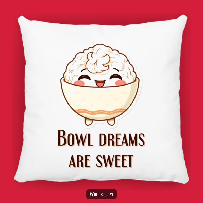 Funny Satisfied Rice Bowl Pillow - Cozy Contentment Perfect Funny Gift