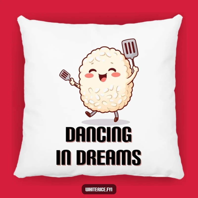 Funny Rice Dancing Pillow: Cozy & Cheerful Foodie Throw Pillow Gift