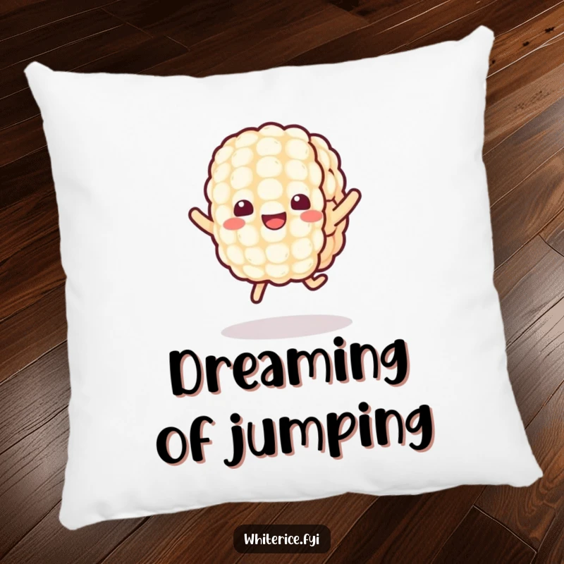 Funny Kawaii Rice Pillow featuring a cheerful, jumping rice grain character, offering soft comfort and adorable, humorous charm for any room.