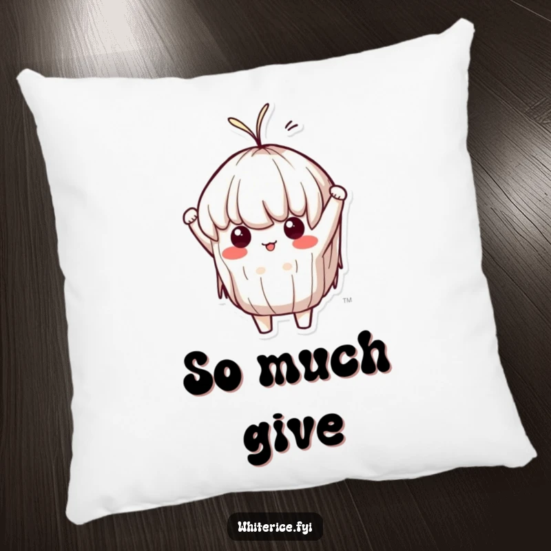 Funny Sticky Rice Pillow: A determined Kawaii character comically stretching, bringing a humorous and resilient accent to any room.