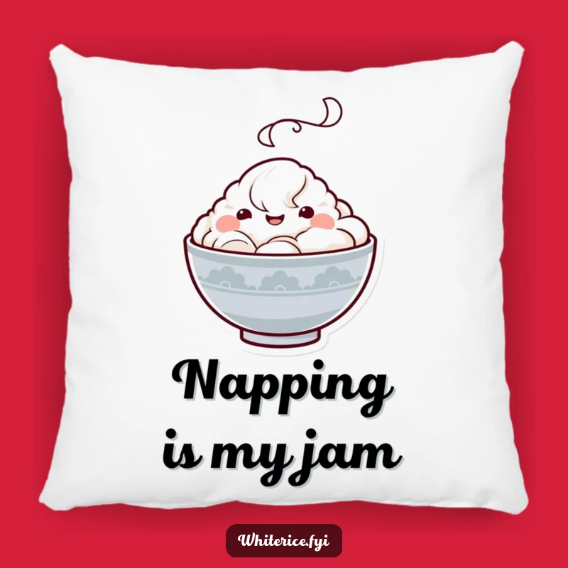 Funny Kawaii Rice Bowl Pillow: Cozy Happy Character with Steam Cloud, Cute Gift