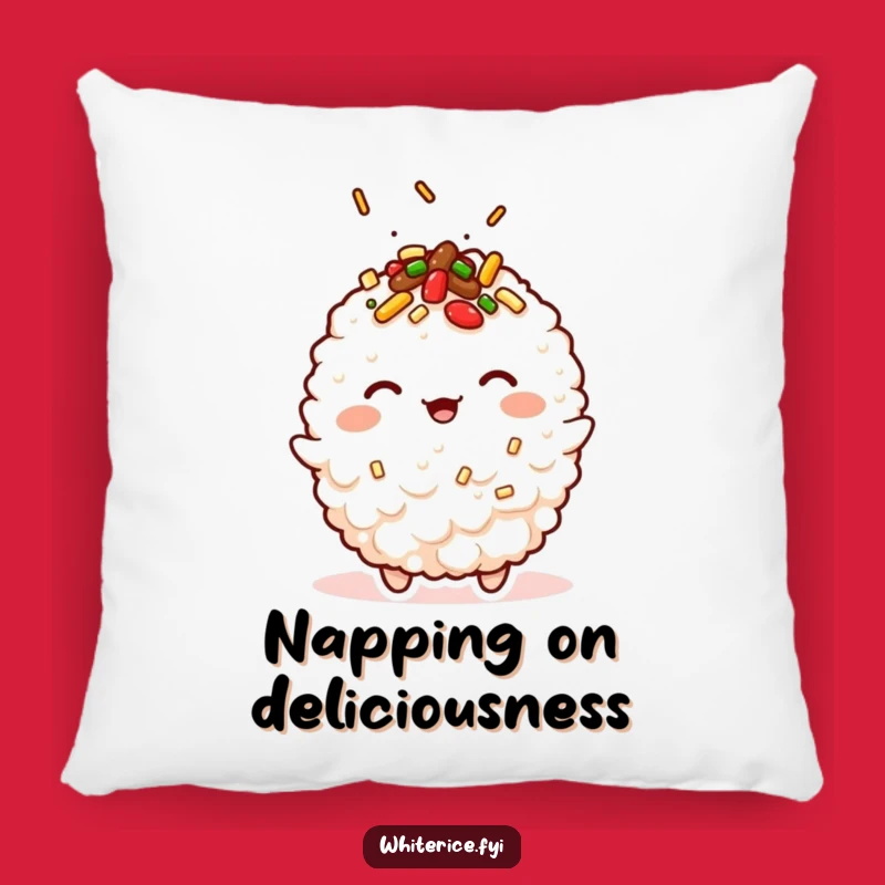 Comforting Funny Kawaii Fried Rice Pillow with a Wink
