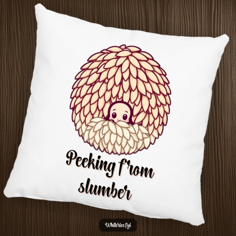 Funny curious rice grain pillow, peeking from a cluster, a soft and humorous accent for spaces that encourage curiosity.