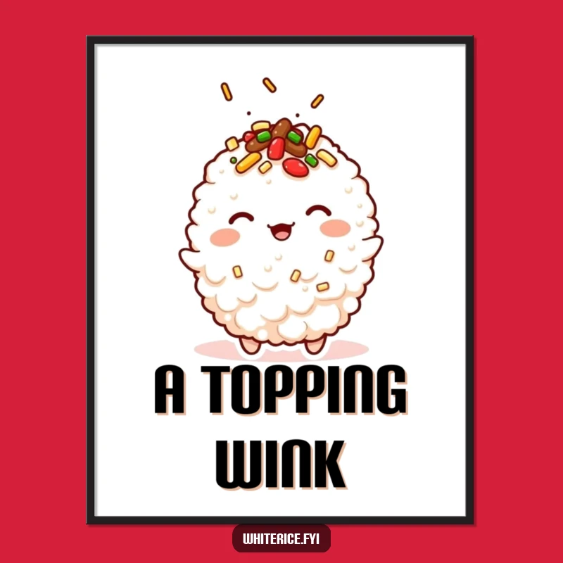 Funny Kawaii Digital Art: Winking Fried Rice for Instant Charm