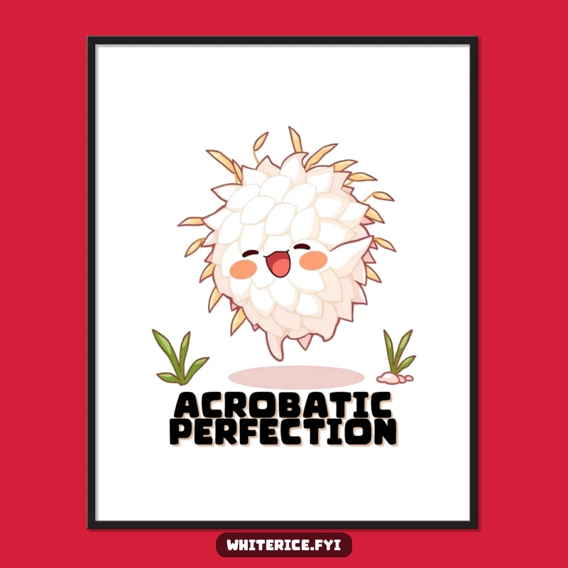 Funny Rice Grain Somersault Digital Art: Active Character Print Funny Gift