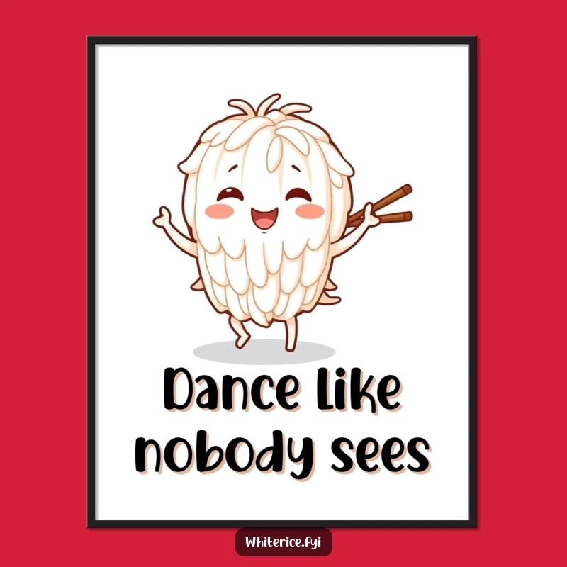Funny Dancing Rice Art Print: Joyful Character with Chopsticks, Instant Decor