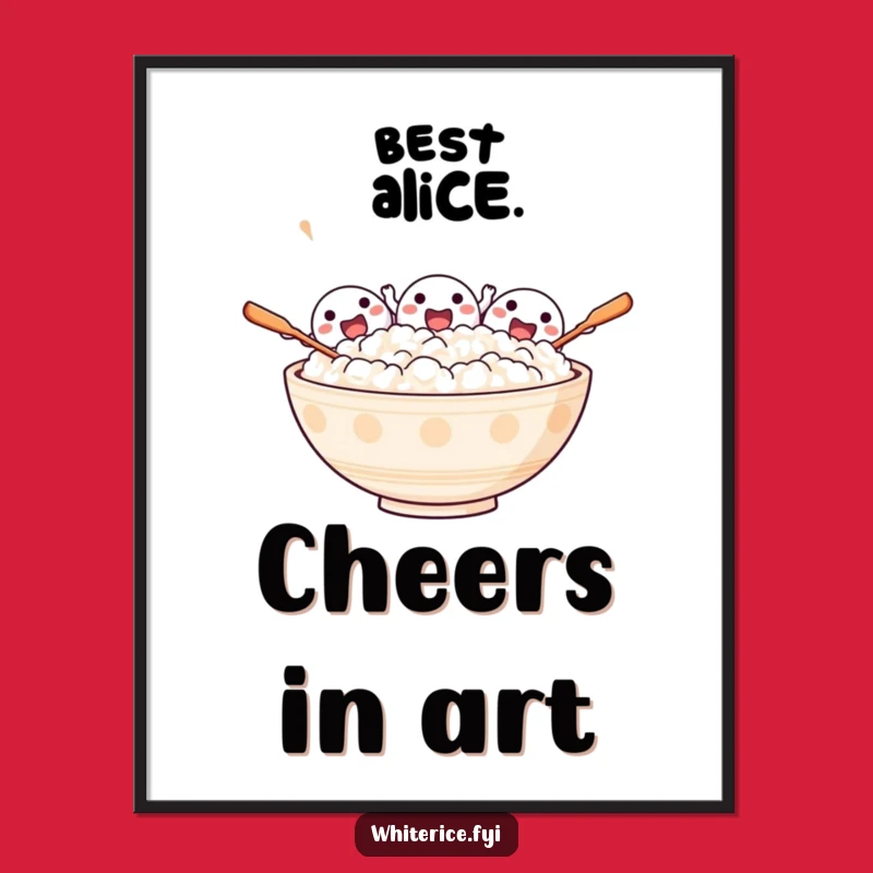 Funny Excited Rice Digital Art: Cheering Download, Joyful Gift Idea!