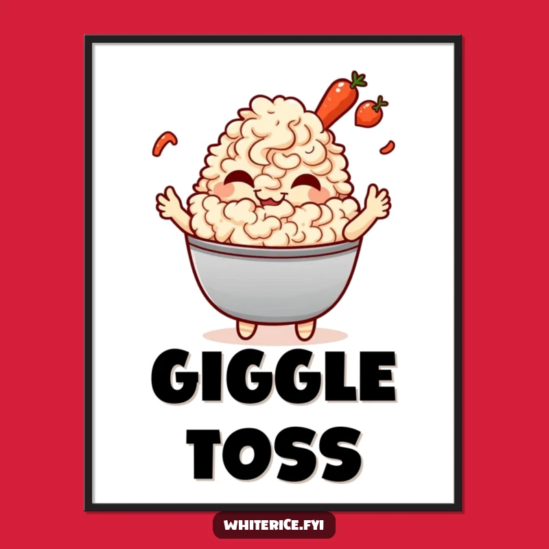 Funny Fried Rice Giggle Digital Art: Kawaii Chef Decor, Instant Gift