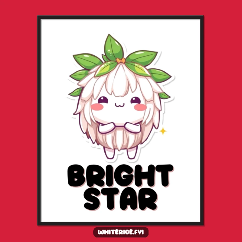 Funny Jasmine Rice Shine Digital Art: Brilliant Kawaii Decor, Instant Gift