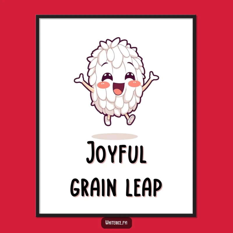 Funny Leaping Rice Digital Print: Instant Hilarious Cartoon Art!