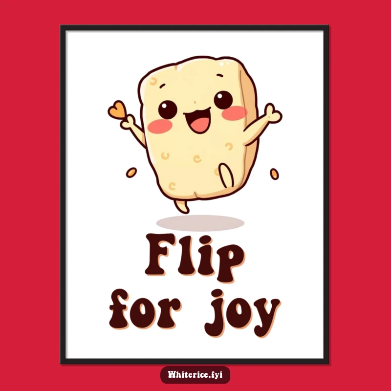 Funny Rice Cracker Flip Digital Art: Playful Kawaii Wall Decor, Instant Gift