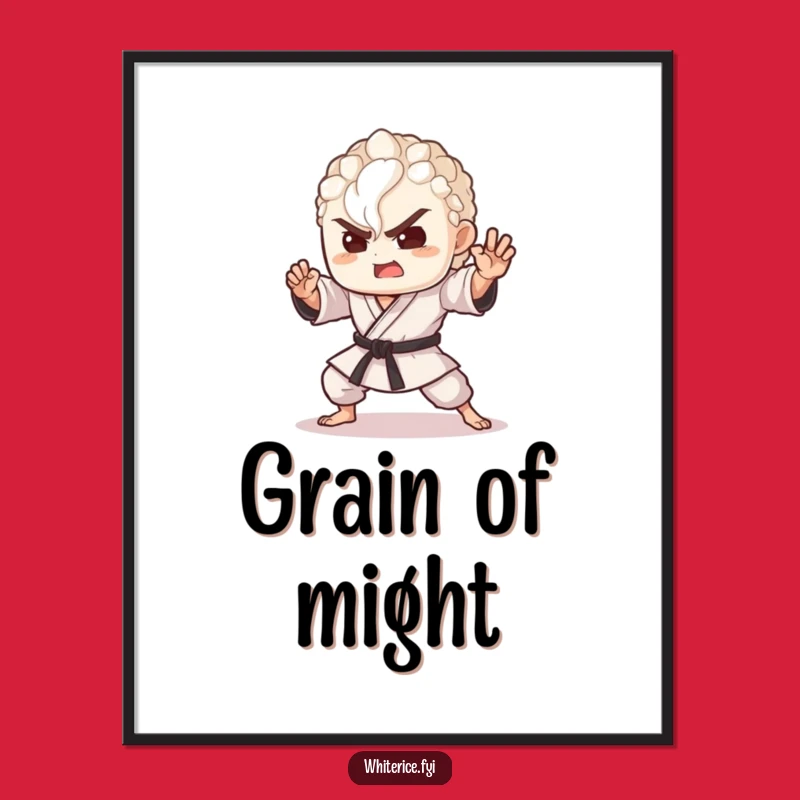 Funny Rice Fighter Digital Art - Delighted Grain Martial Arts Print Gift