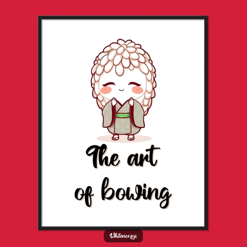 Funny Rice Kimono Digital Art: Instant Polite Bow Decor for Your Walls