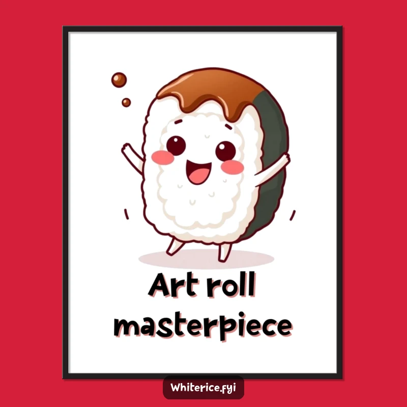 Funny Sushi Roll Dance Digital Print: Instant Kawaii Joy, Perfect Art Gift