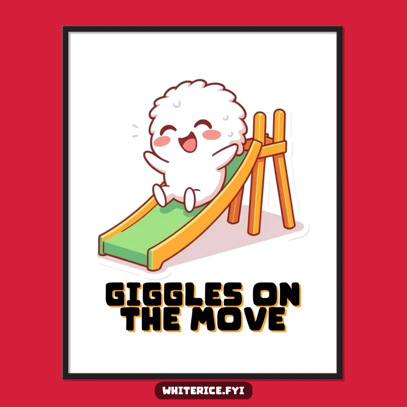 Funny Rice Playtime Digital Art: Giggling Grain’s Slide, Instant Fun & Funny Gift