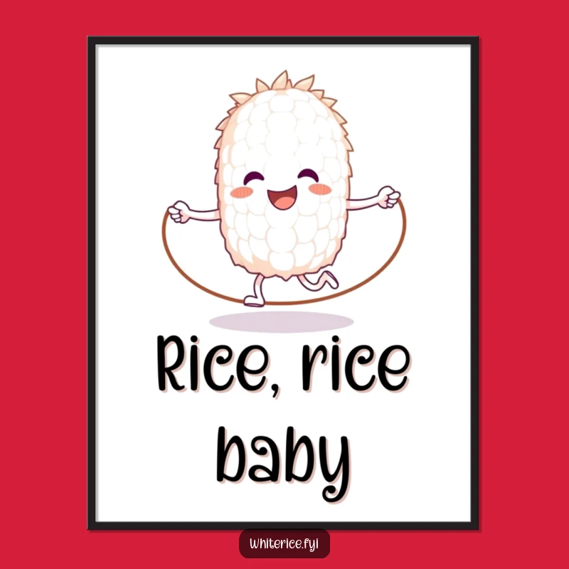 Funny Rice Jumps Rope Digital Art: Happy Grain for Instant Fitness Vibes