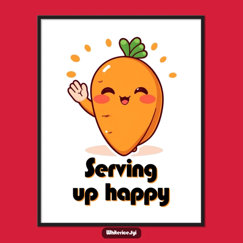Funny Carrot Chef Digital Print: Cheerful Slice Serving, Art Gift