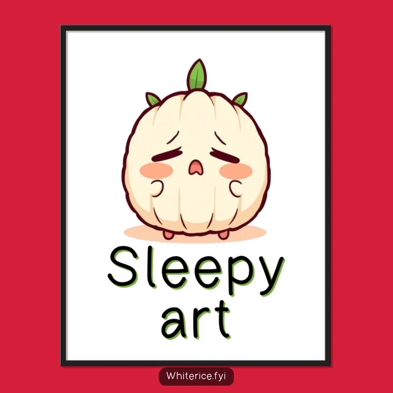 Funny Sleepy Rice Digital Art: Yawning Download, Cozy Character Gift Idea!