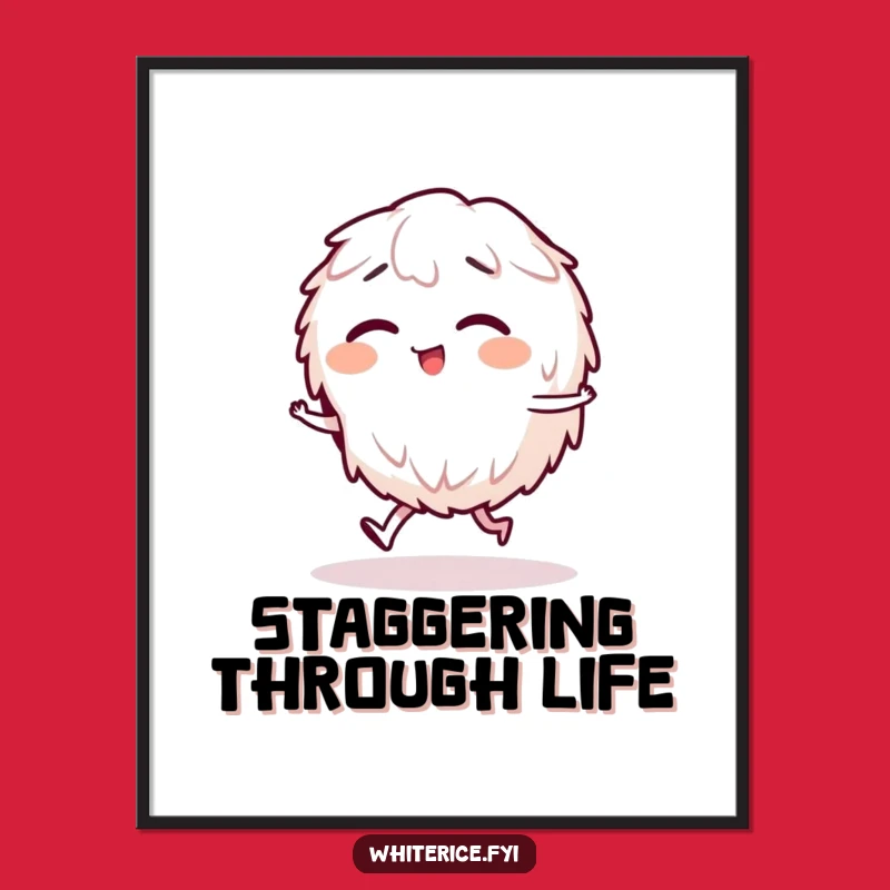 Funny Giggling Rice Stagger Digital Art, Instant Cartoon Humor Print Gift