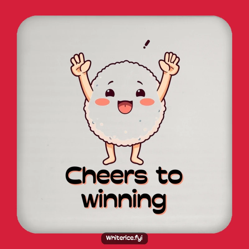 Funny Triumphant Rice Coaster - Protect Surfaces with Victory!