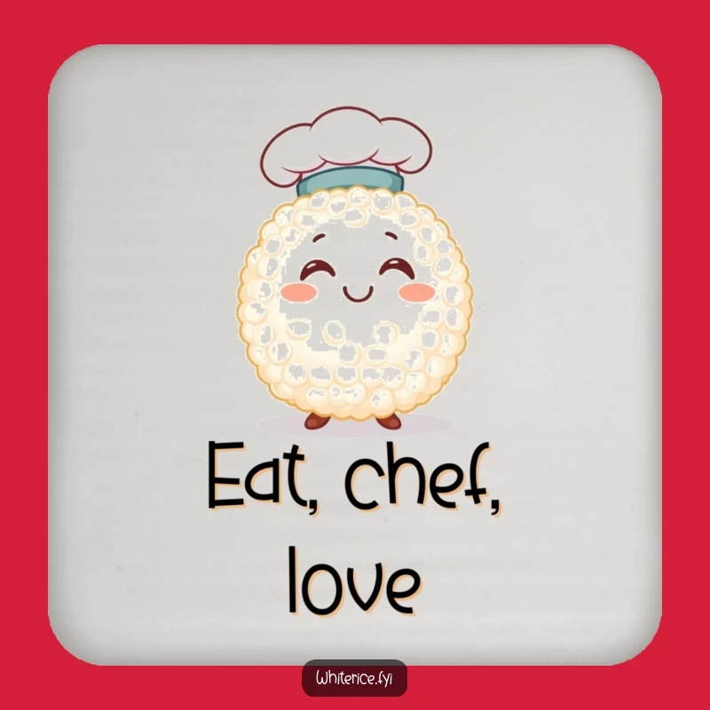Funny Chef Rice Grain Coaster: Cute Character Drink Mat Funny Gift