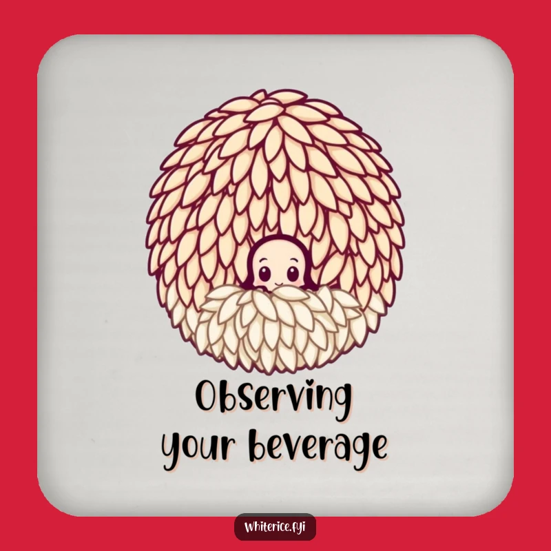 Funny Curious Rice Grain Coaster - Protect Surfaces with Intrigue